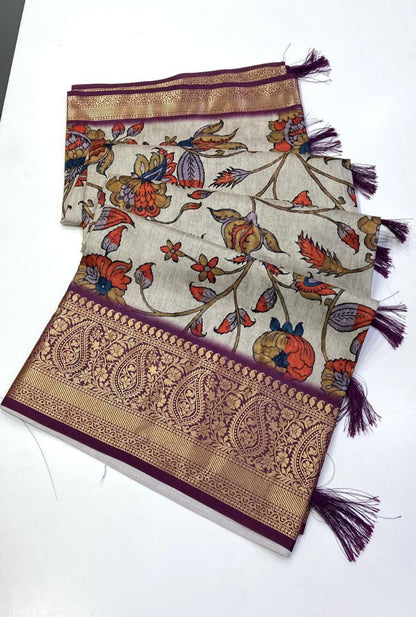 Tusser silk  Kalmkari  budget sarees