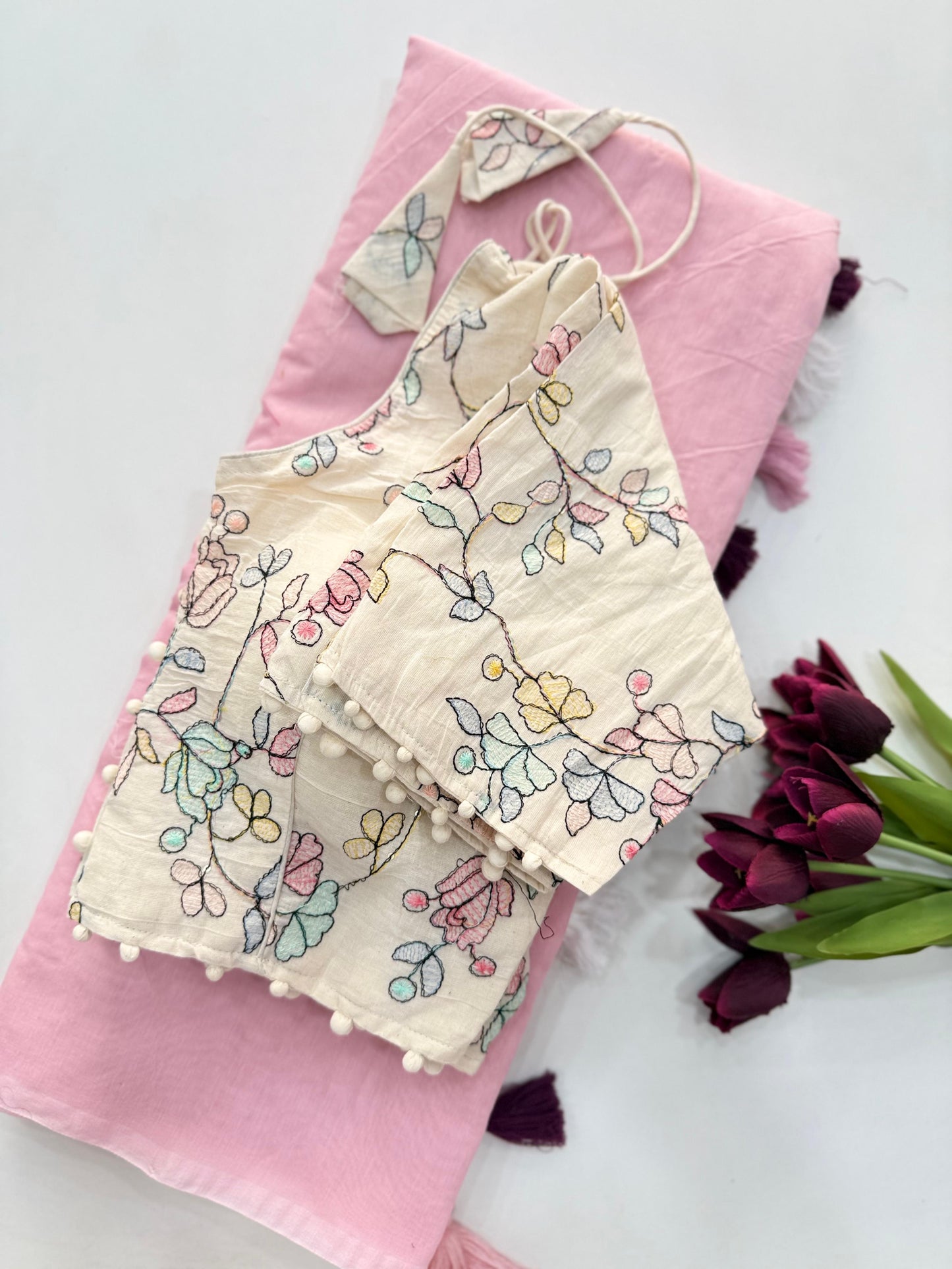 Khadi Cotton Saree with Desginer blouses Instagram best seller