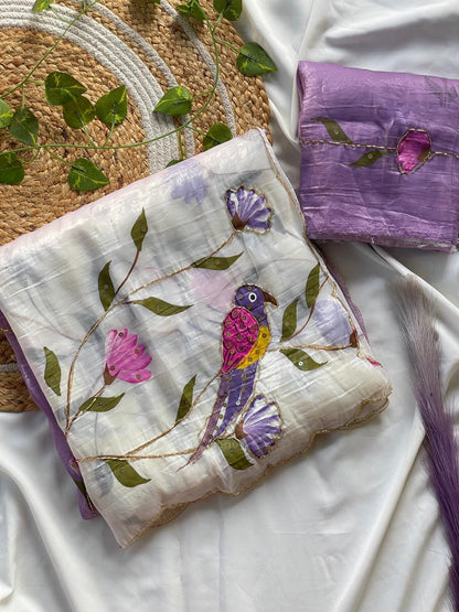 Handmade brush two shade trendy  Look sarees