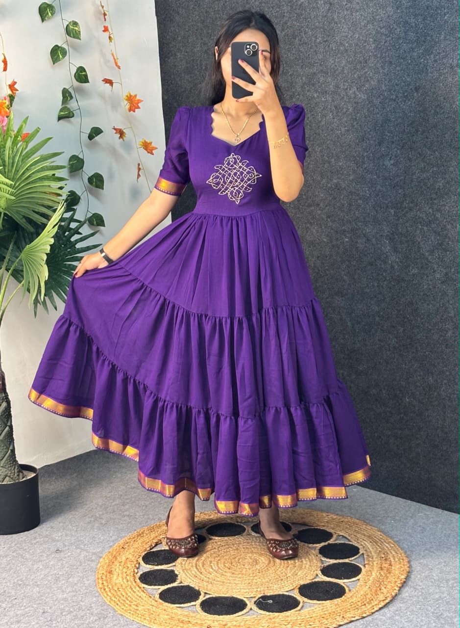 Café blooming vichitra silk gowns