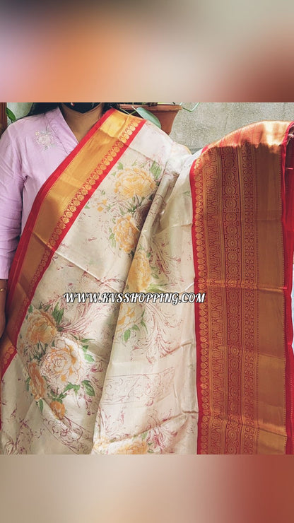 Banarasi Tiuuse Hand painted Classic sarees