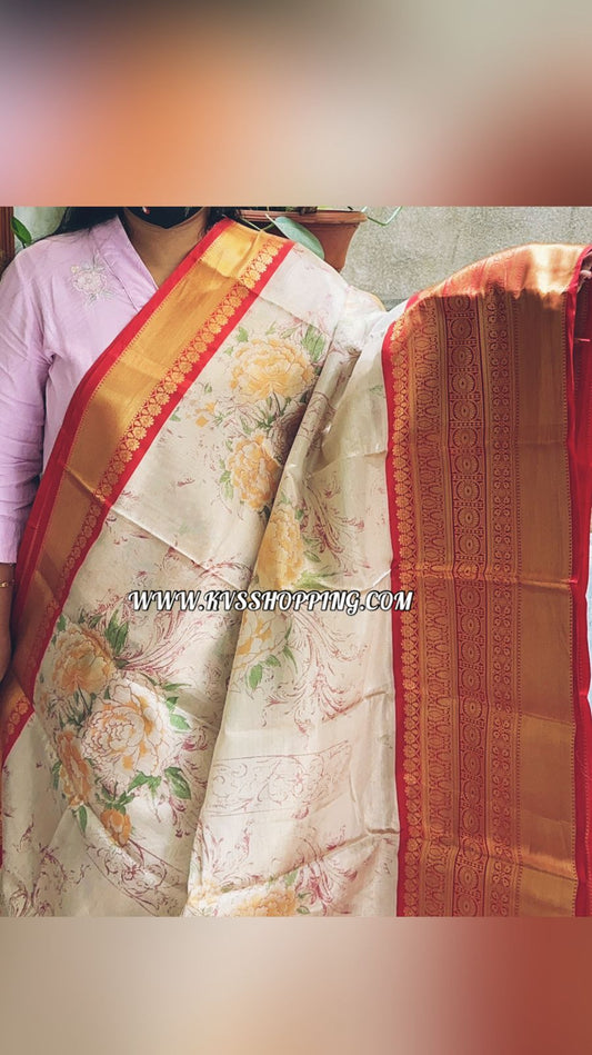 Banarasi Tiuuse Hand painted Classic sarees