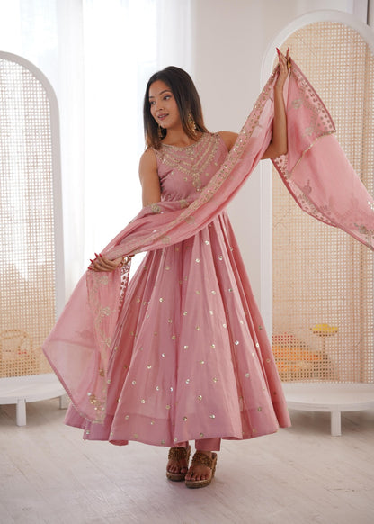 Party wear Anarkali gown with embroidered work