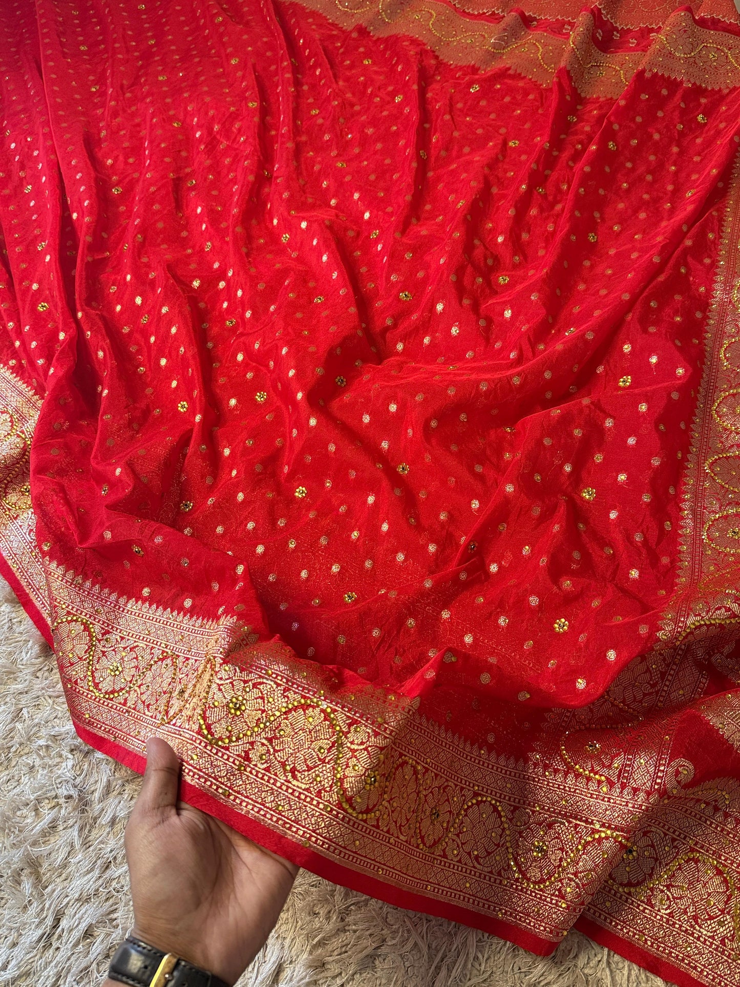 Semi pattu style semi Khadi Kayan Georgette saree