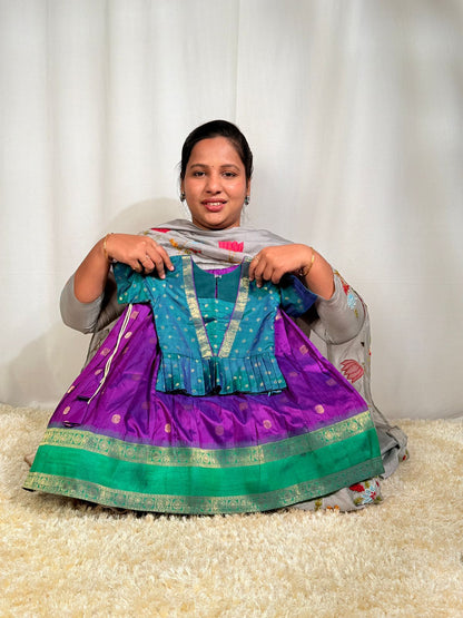 Sankranthi special kids cute pattu pavada sets