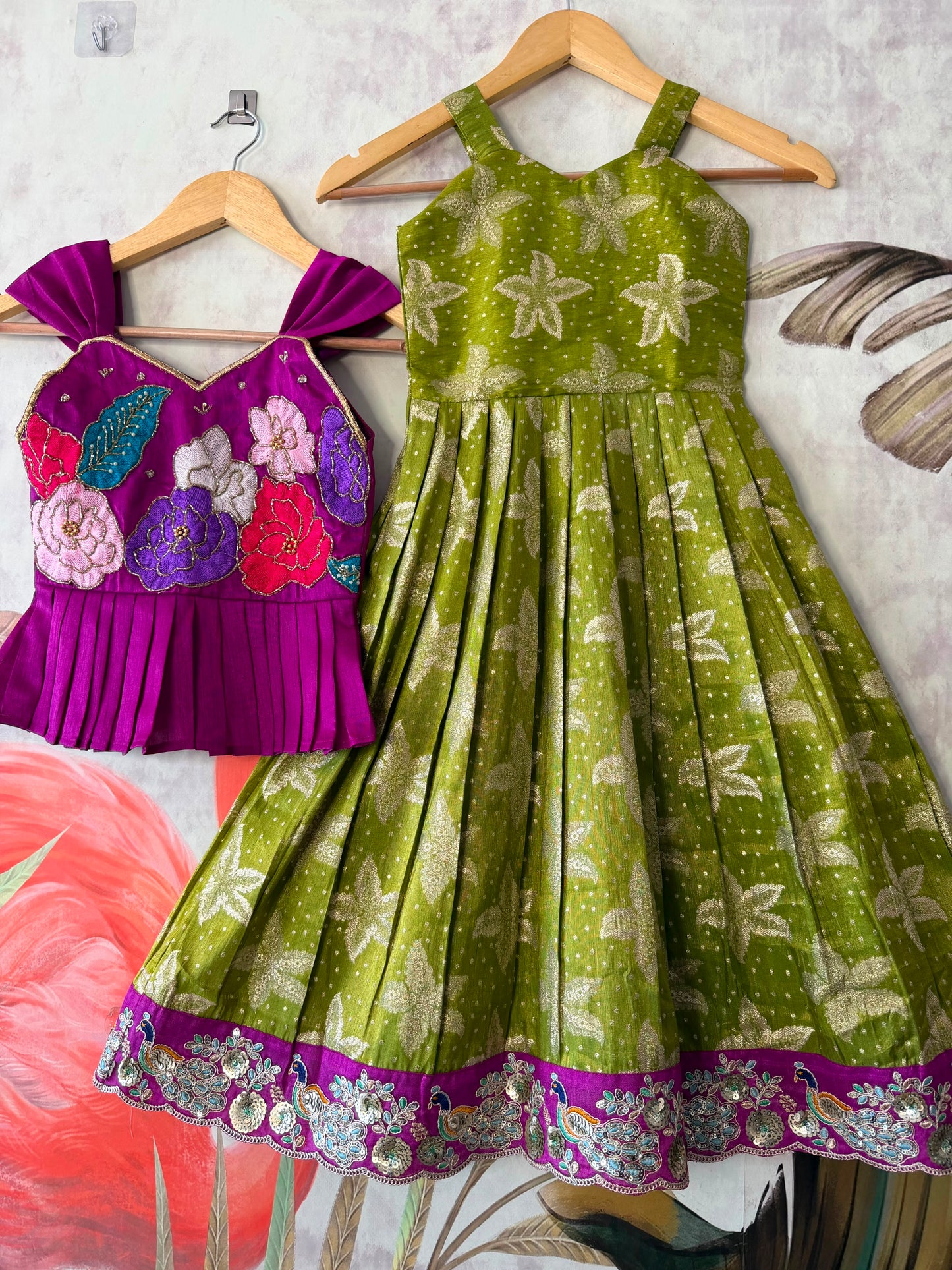Floral cute Gown with Maggam Work Coat❤️