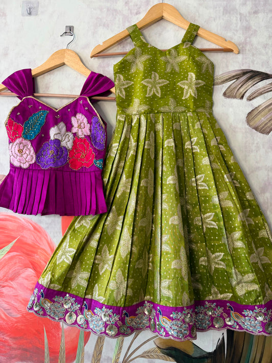Floral cute Gown with Maggam Work Coat❤️