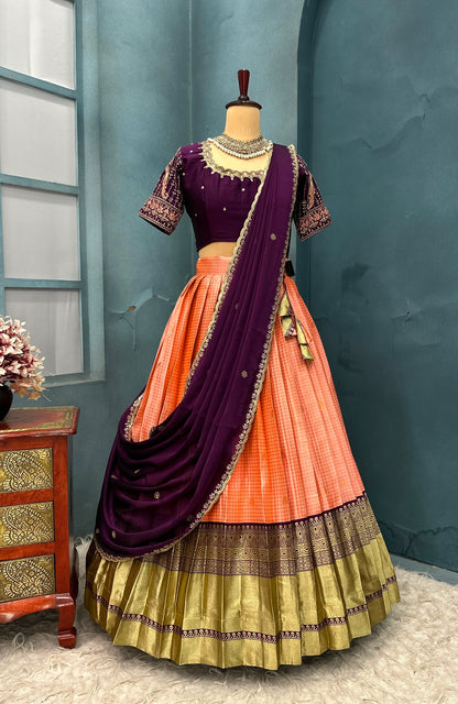 Kanchipuram Checks Designer lehenga set