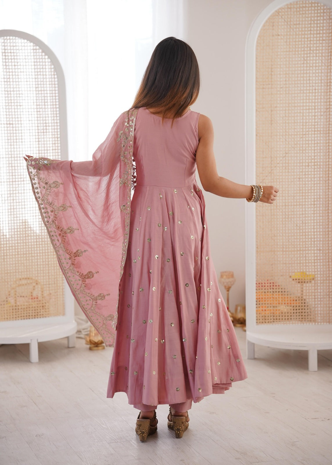 Party wear Anarkali gown with embroidered work