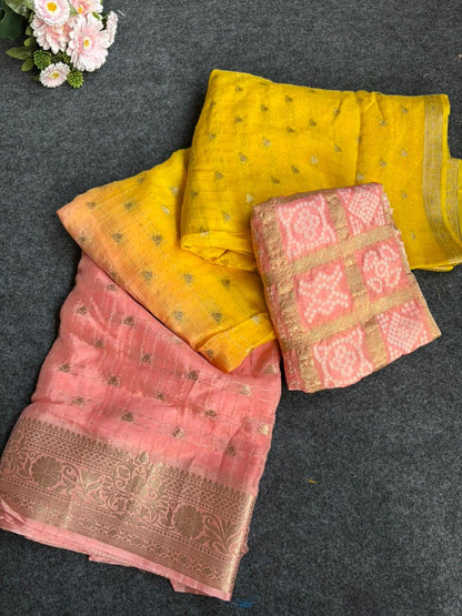 2d shade vintage Chinnon saree with Bandhani  style