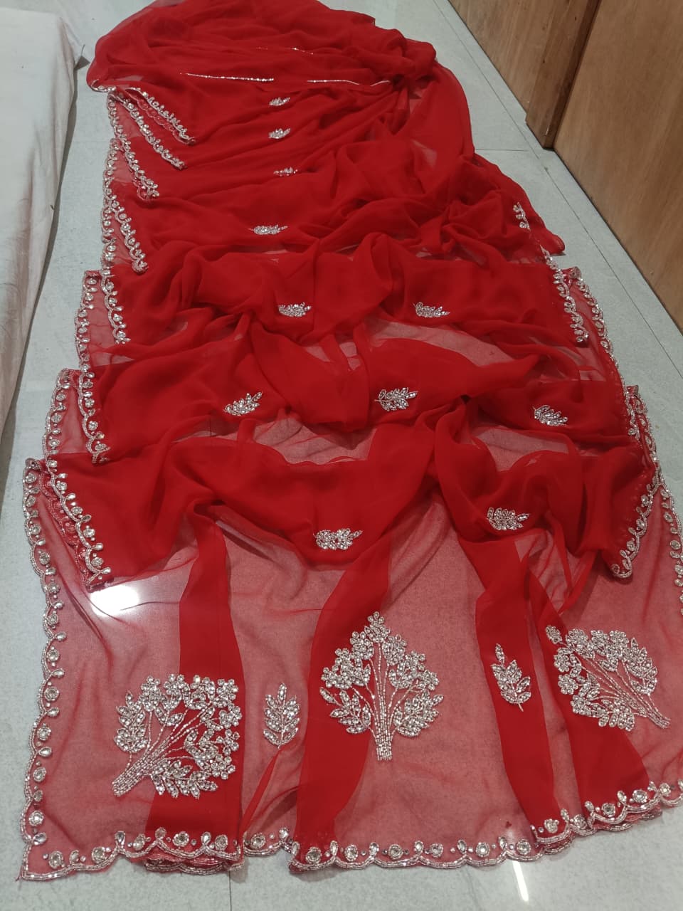 Georgette budget fancy kardhana work saree