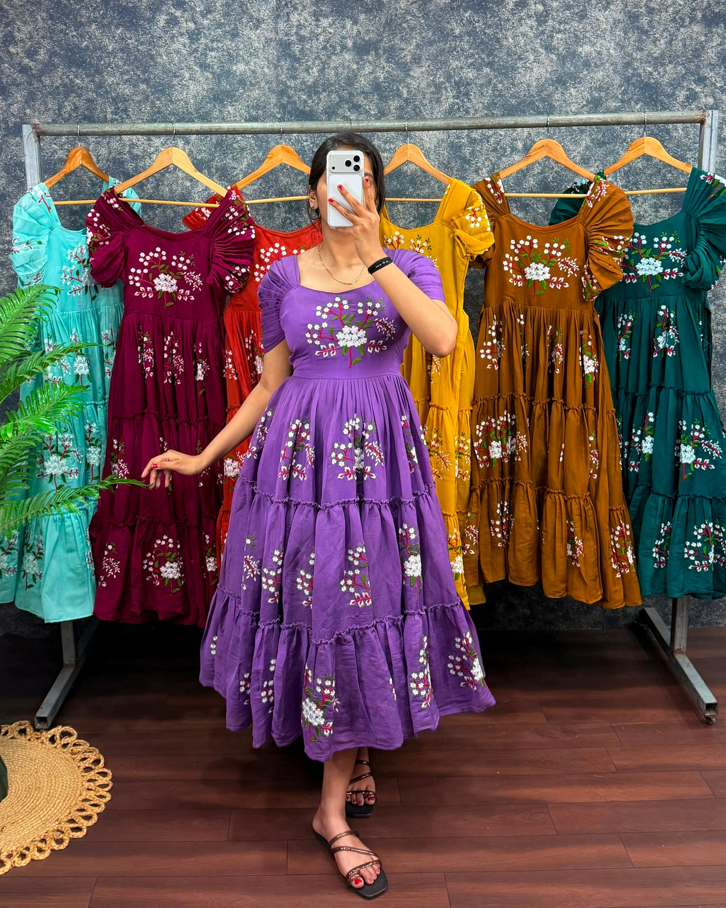 South mull cotton embroidery cafe gowns