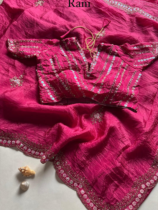New gold crush saree