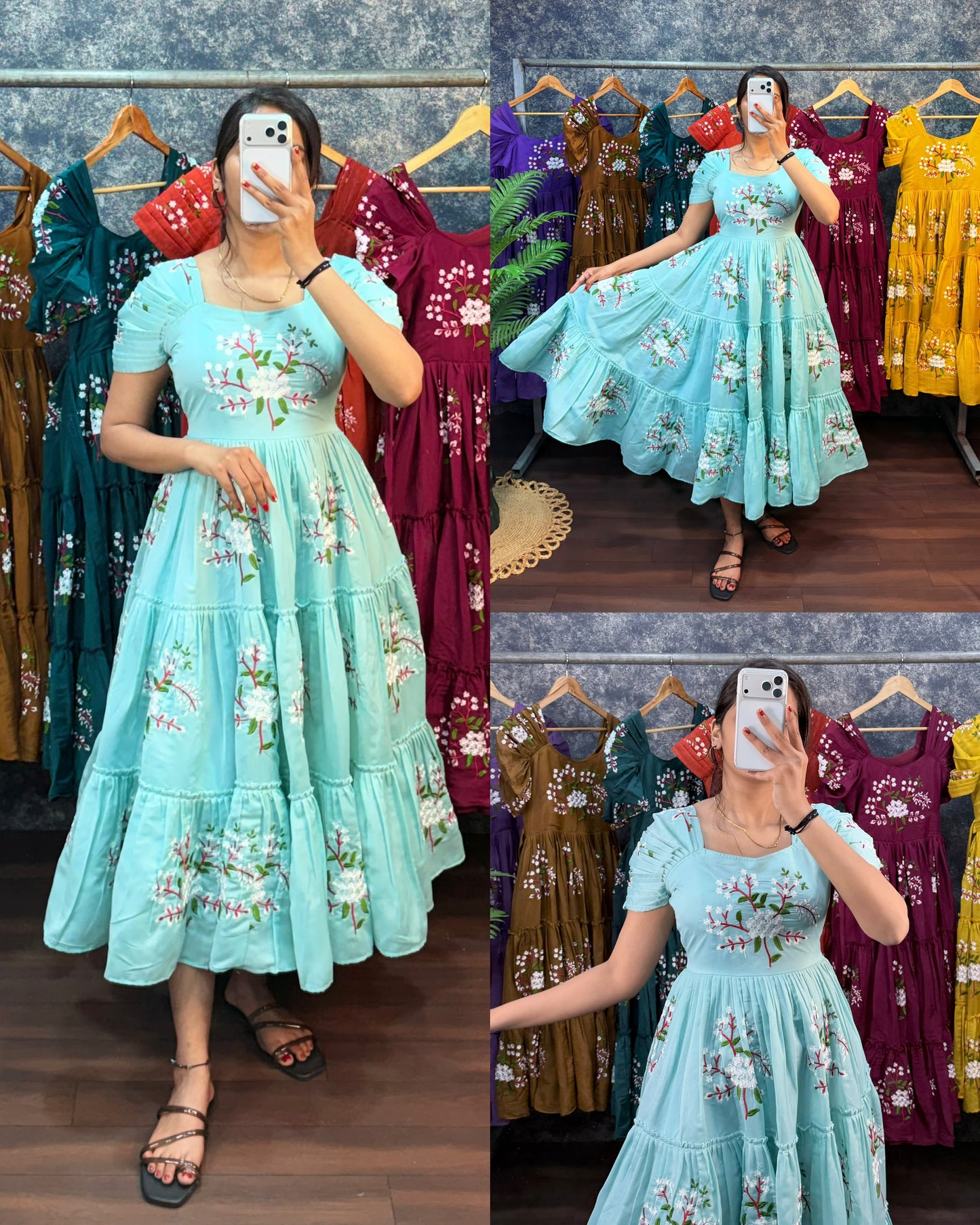 South mull cotton embroidery cafe gowns