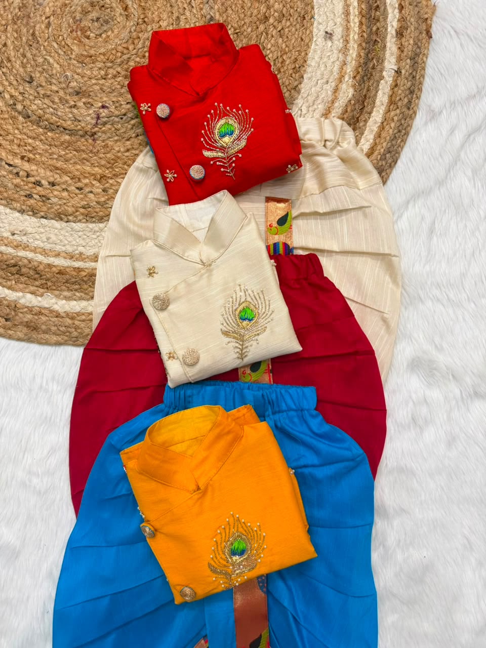 Premium Boy  Raw Silk Kurta with Dhoti Set