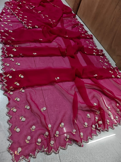 Royal georgette handwork sarees