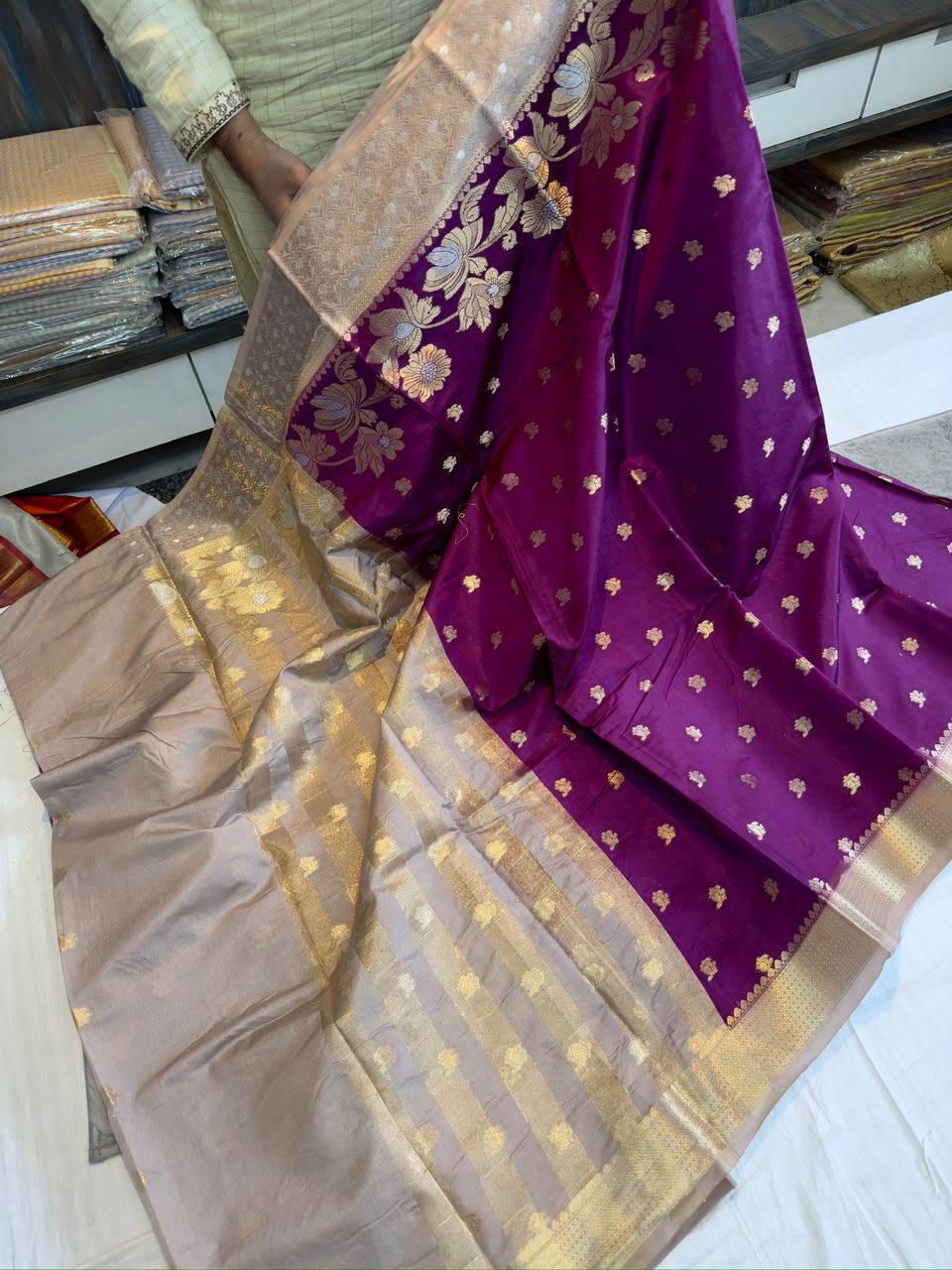 Banarasi dybl dupion soft silk zari saree
