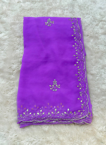 Rainbow colour georgette kardhana  trending work sarees