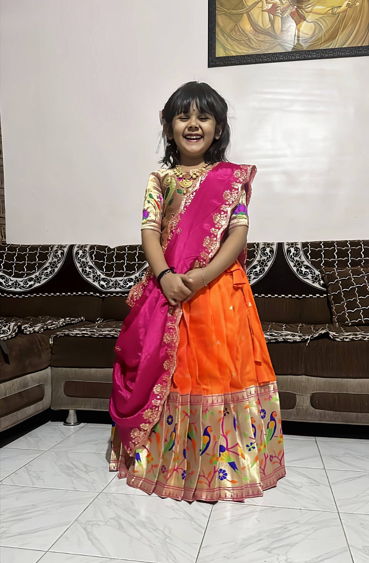 Kids cute paithani with dupatta sets