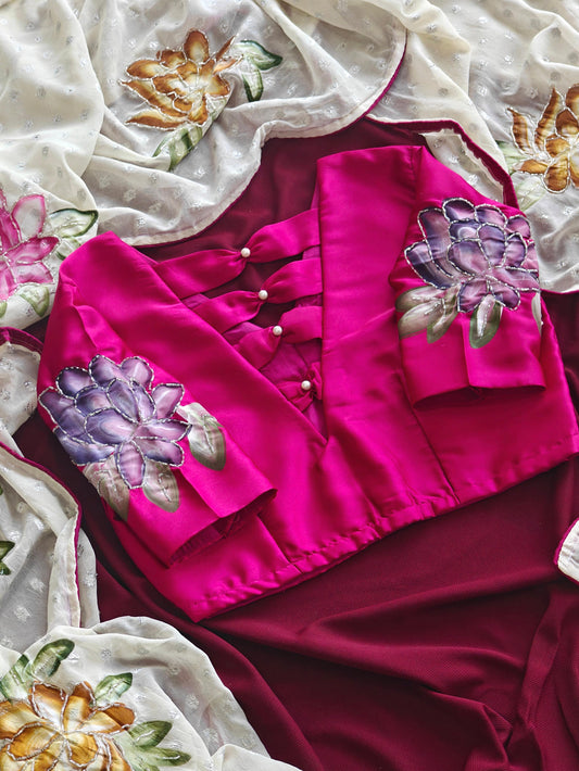 Pure soft crushed chiffon saree