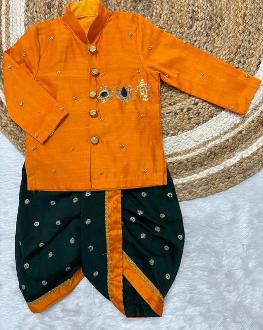 Gents maggam work Kurta with Dhoti set