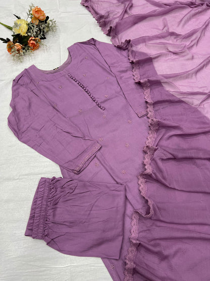 New Designers pastel colour Kurti Pant Dupatta Set
