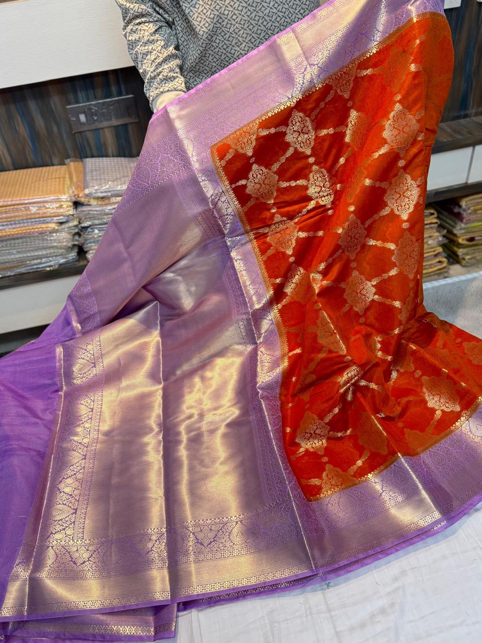 Semi Pattu Green Rao Mango soft silk minakari sarees