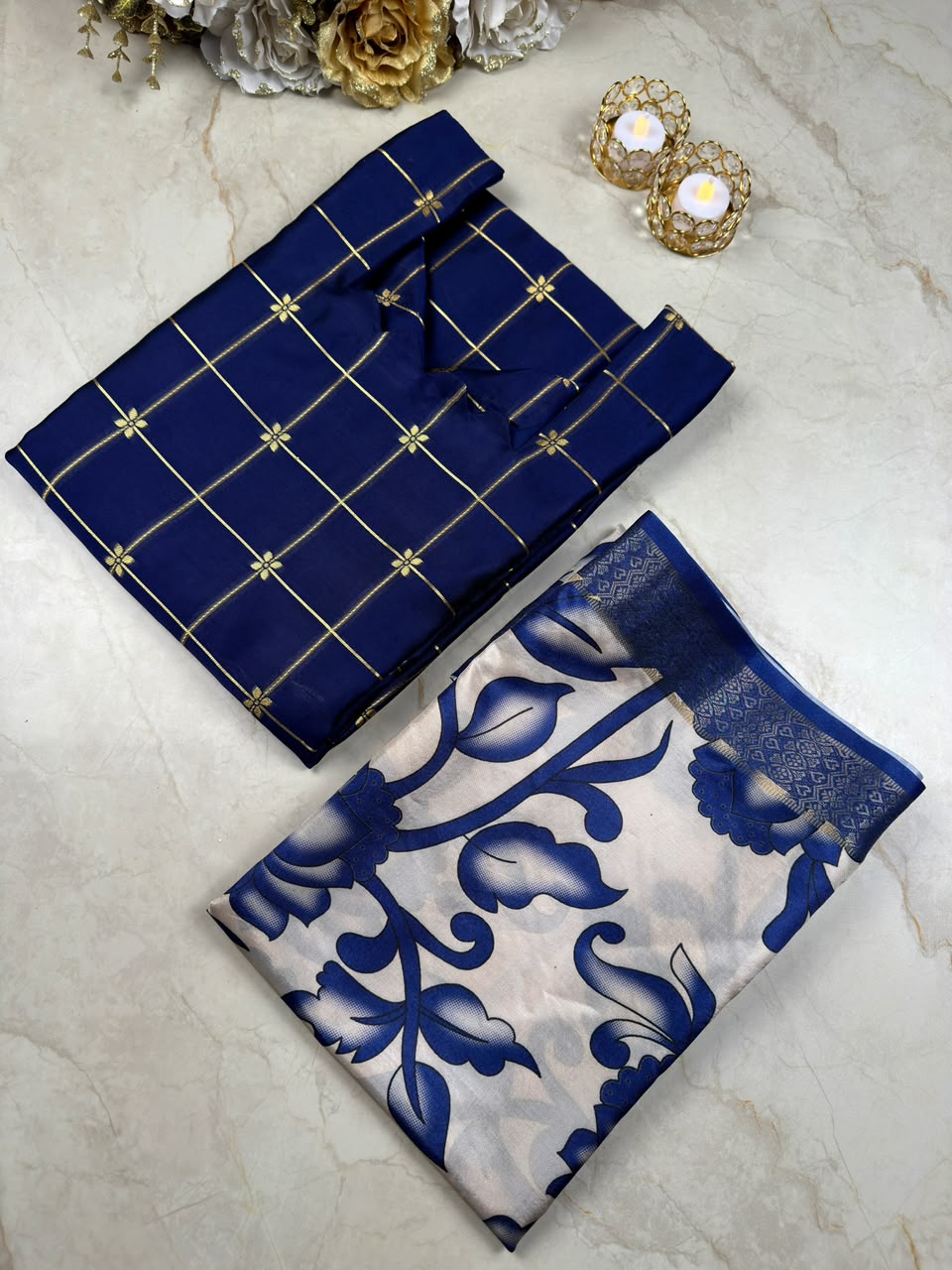 Traditional Check Weaving Kurti + Kalamkari Dupatta