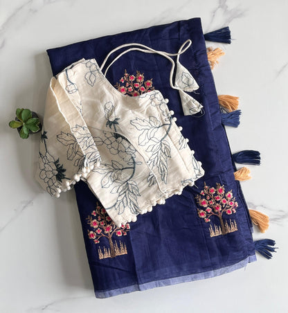 Chanderi Cotton saree with stitched Blouse