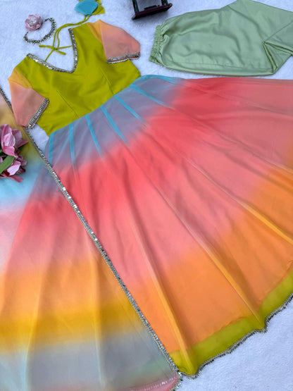 Rainbow Anarkali charm gown