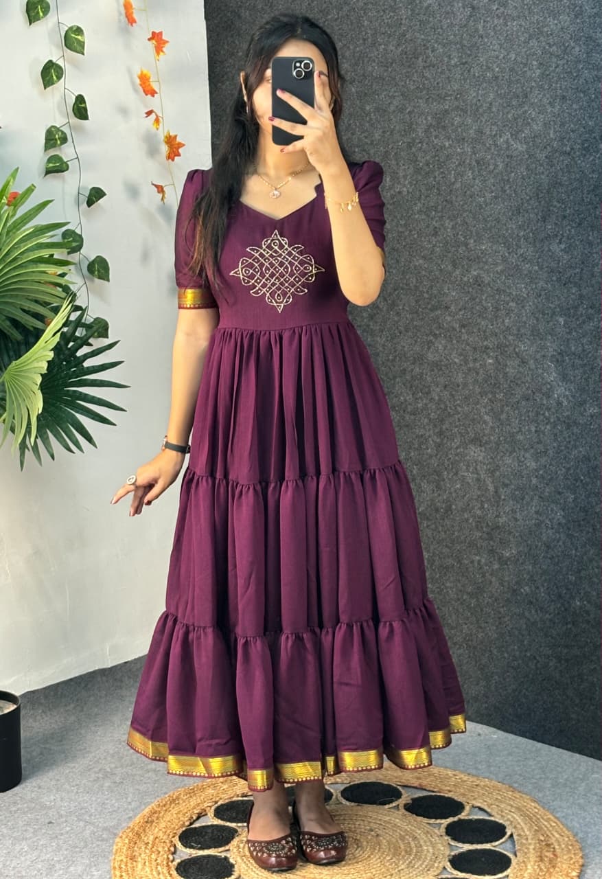 Café blooming vichitra silk gowns