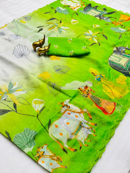 Budget soft Chanderi cotton digital sarees