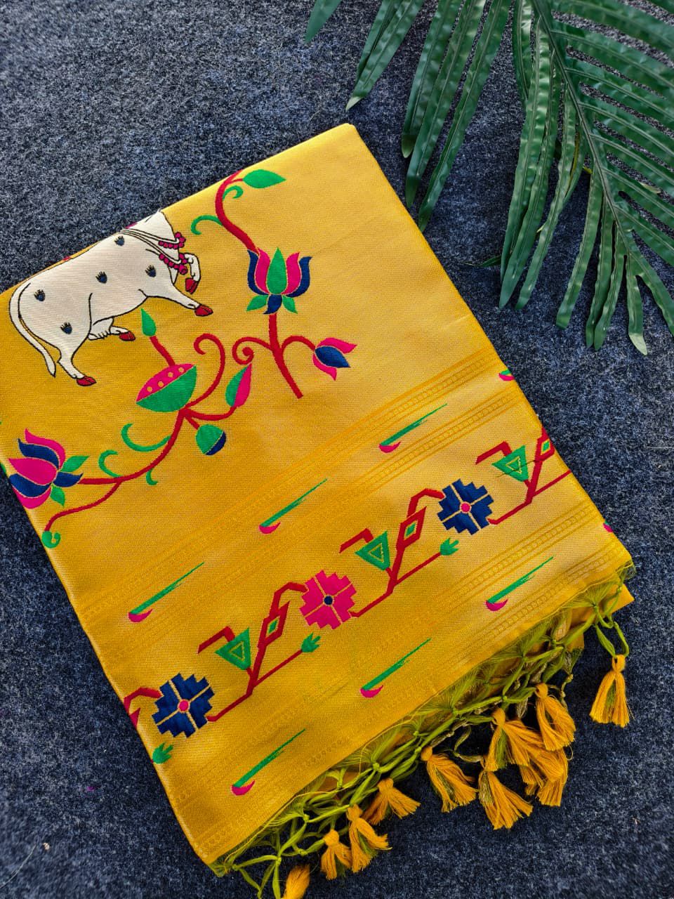 Budget Tussar Paithani weaving sarees