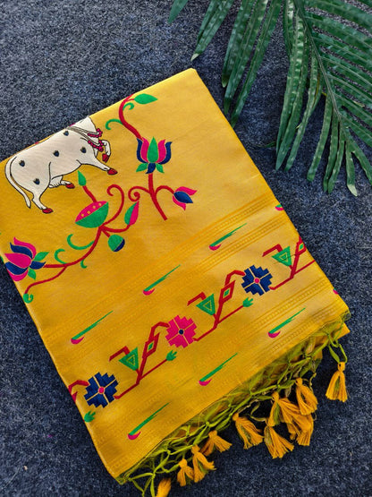 Budget Tussar Paithani weaving sarees