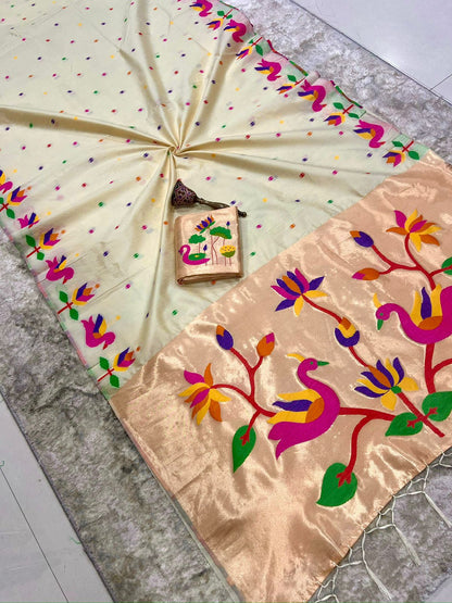 Khadi row silk vintage style zari saree