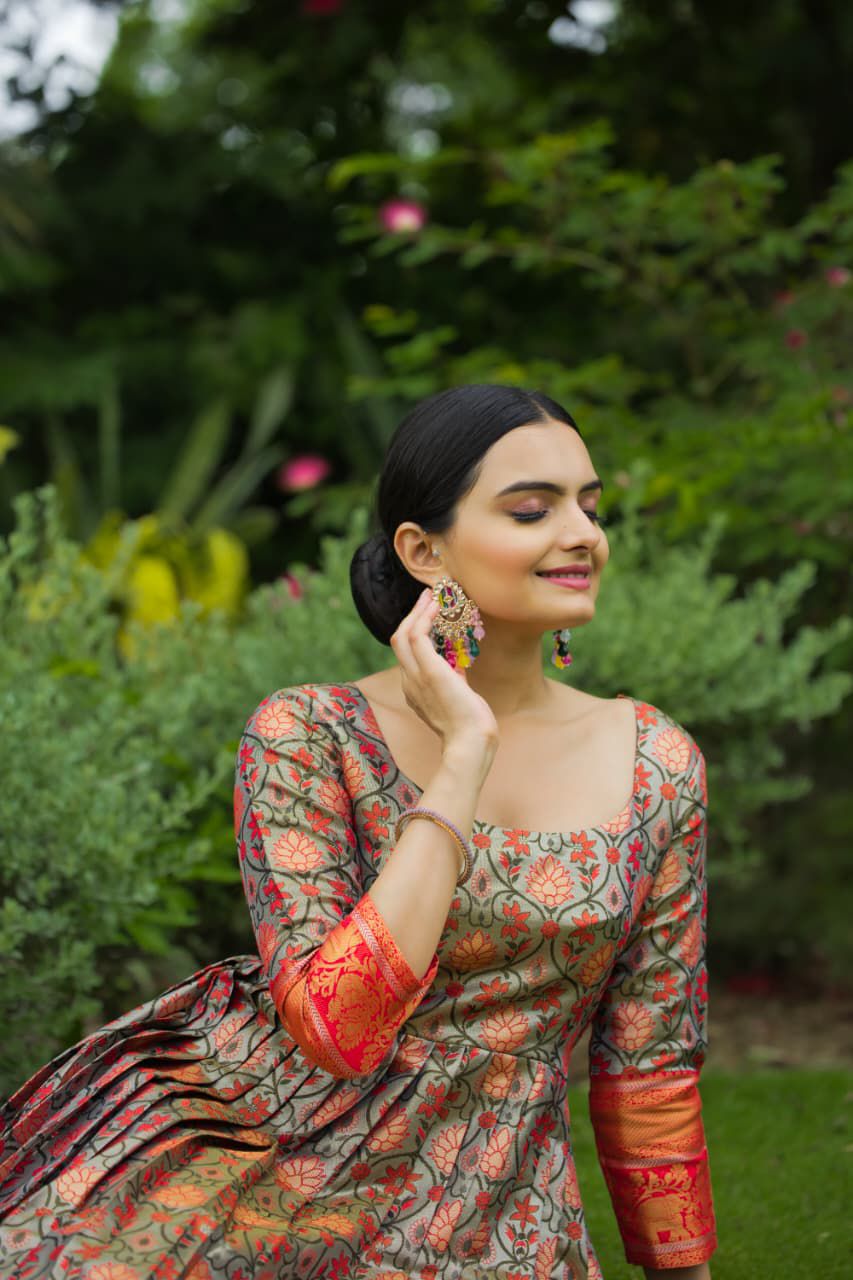 Wedding  semi Kanjivaram silk  long gowns