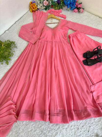Georgette Gown with pant , Dupatta