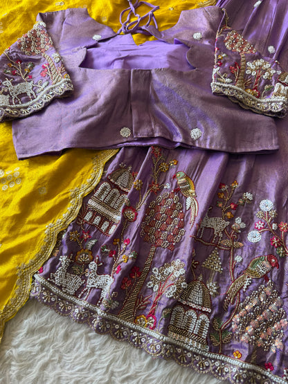 Jungle theme designer beads embroidered work lehenga