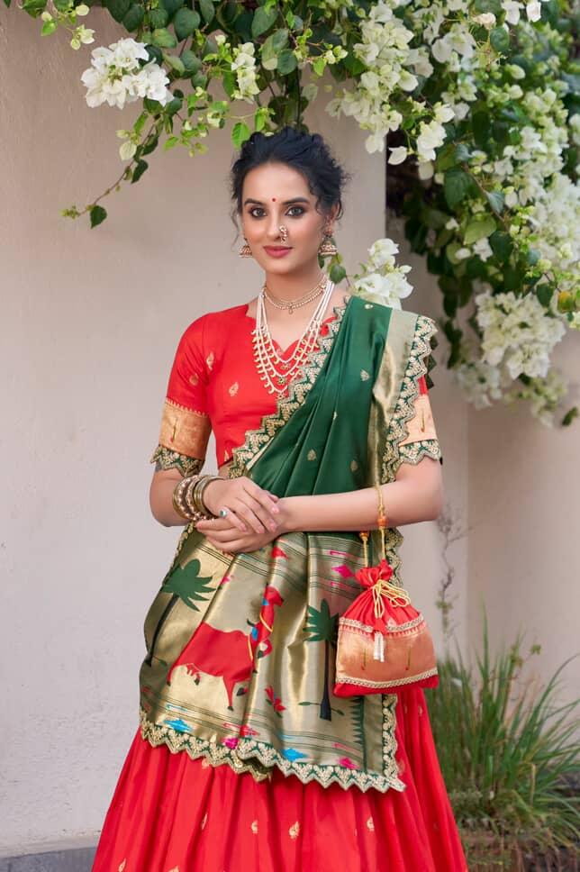 Vichitra Silk Kalmkari print Lehengas