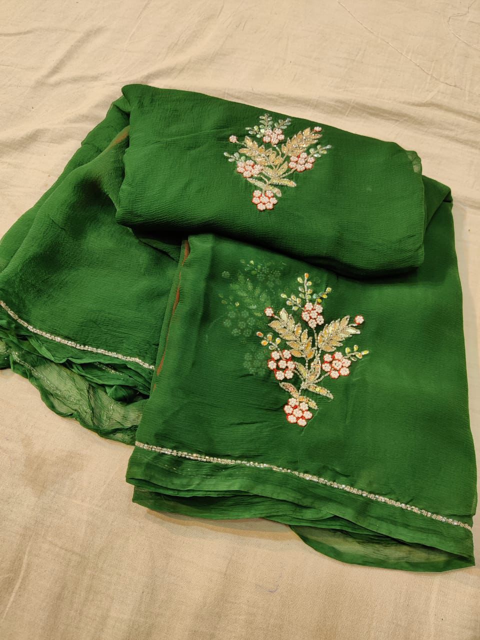 ELEGANT HANDWORK TRENDY CHIFFON SAREES