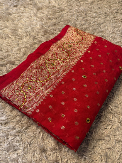 Semi pattu style semi Khadi Kayan Georgette saree