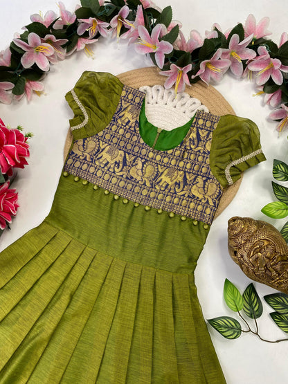 Kids Narayapet silk pattu gowns