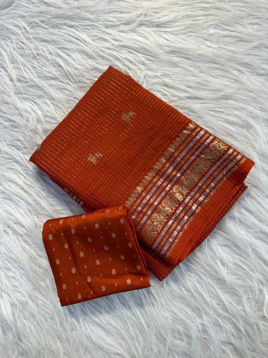 Viscose Chinon chit pallu silver and gold trendy look saree