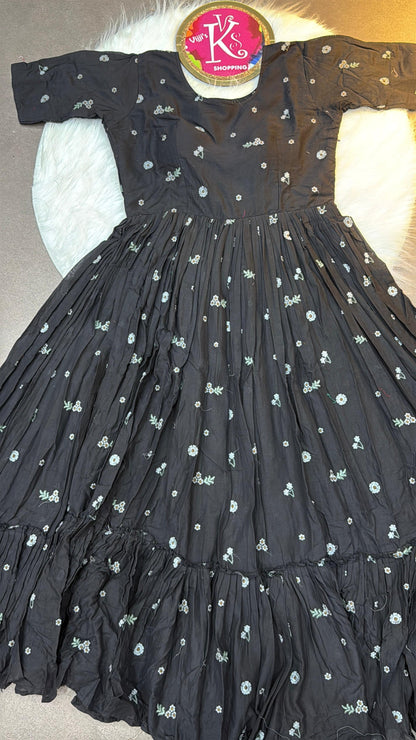 Pure mull Chanderi cotton cafe gowns