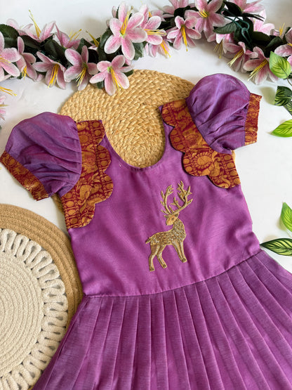 Kids Narayanpet cute deer work gowns