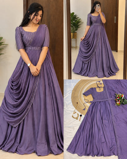 party wear draping style cafe gown