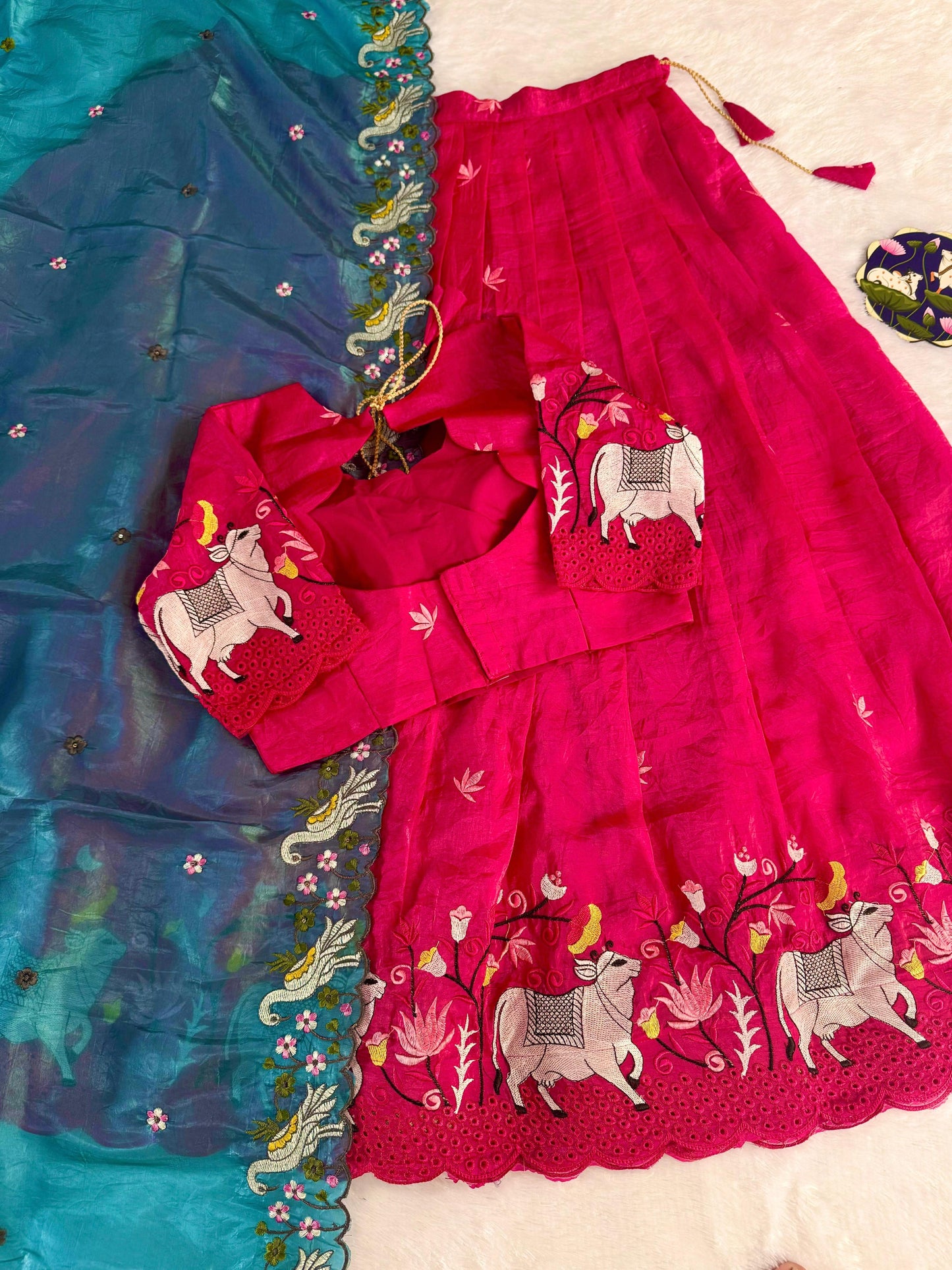 Gold crush pichwai work Designer lehengas