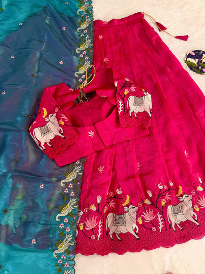 Gold crush pichwai work Designer lehengas