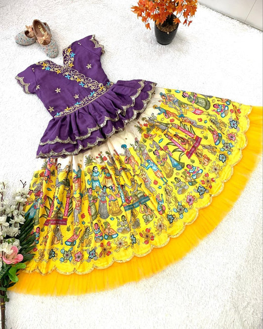 Semi Kalmkari print  kids  crop top sets