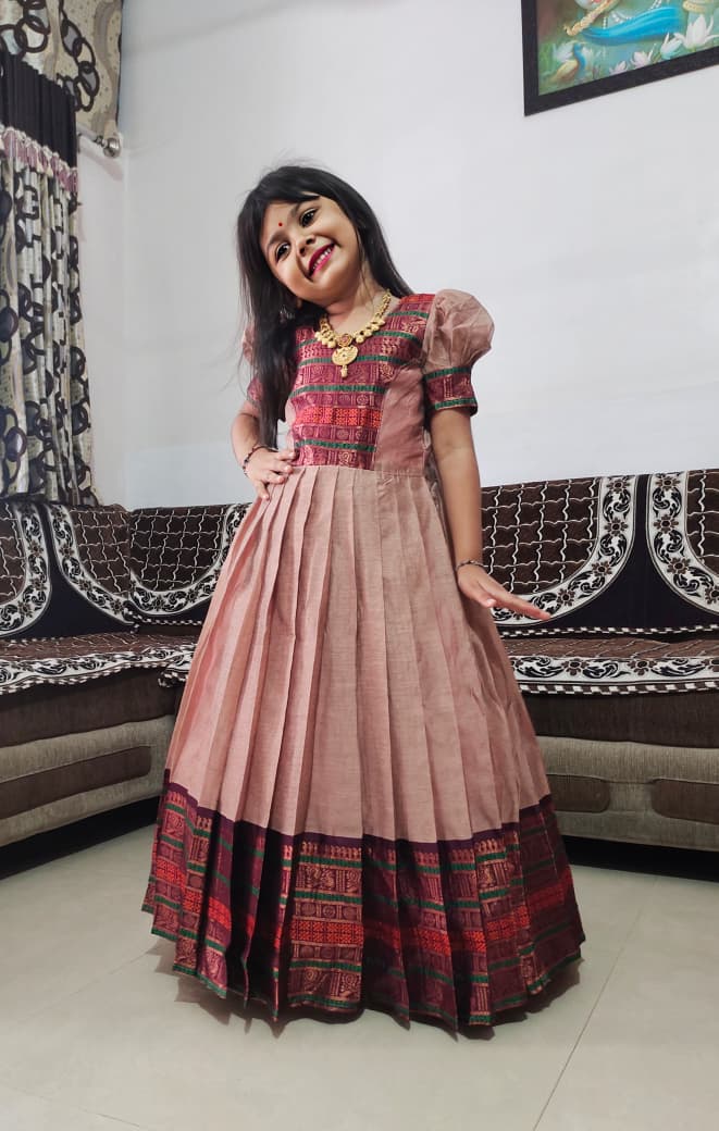 Kids gown full stiched pure cotton